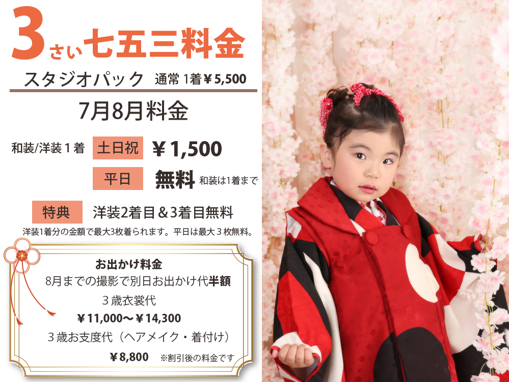 ７５３の３歳料金